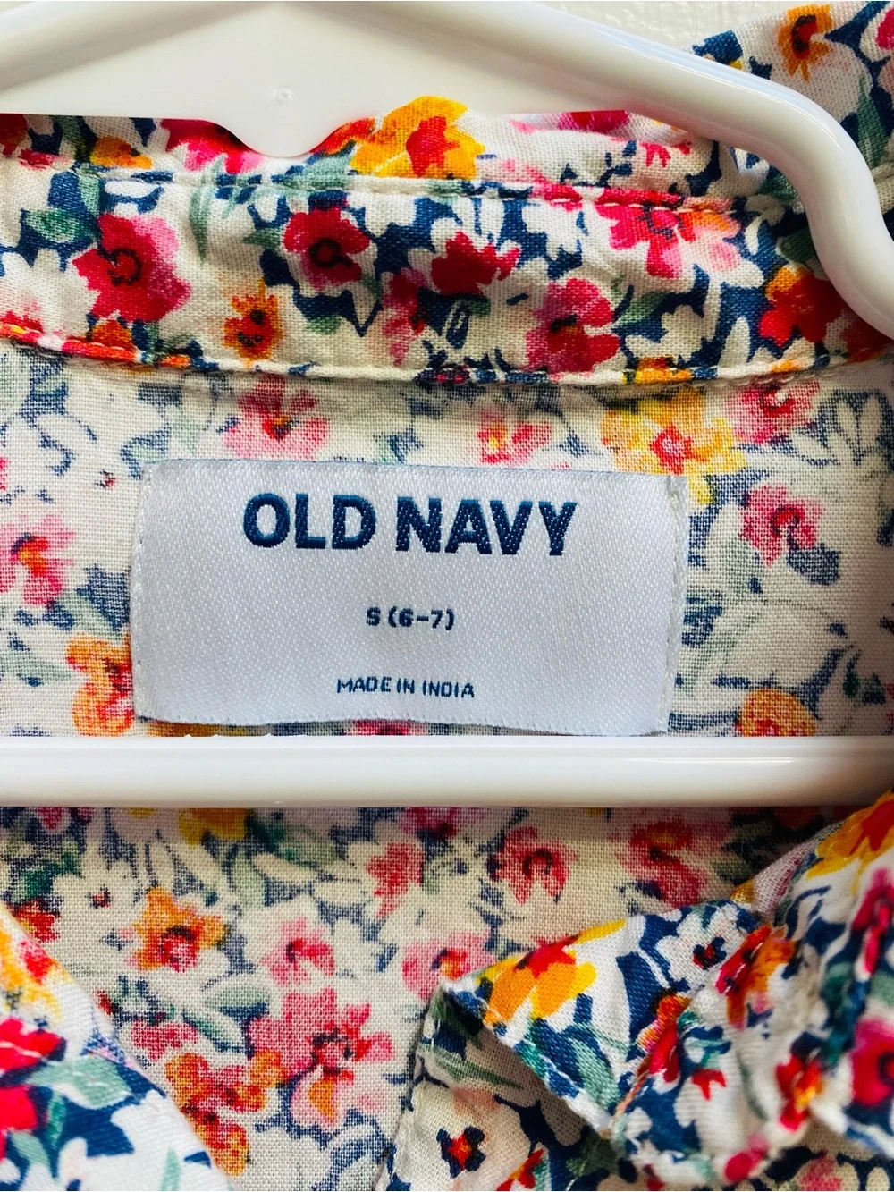 Old Navy girls multicolored Floral Short-Sleeve Button-up dress sz 6-7